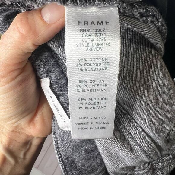 Frame Denim L’ Homme Skinny Jeans Faded Black Gray Denim - Picture 10 of 12